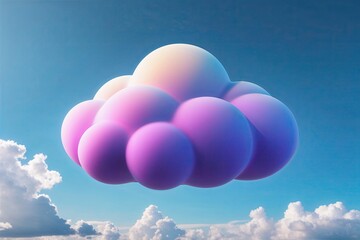 Vivid Three-Dimensional Stratocumulus Cloud Icon in Bright Gradients for Weather Simulations and Digital Graphics