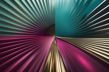 Fototapeta premium Dynamic Triangular Gradient Form Radiating Elegant Aqua, Magenta, and Gold Shades in a Chic 3D Design