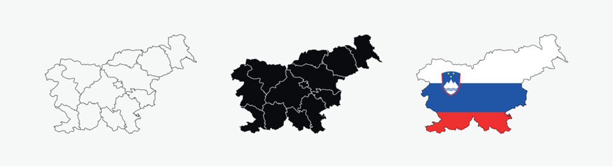 Slovenia Map vector icon. Map of Slovenia various styles.