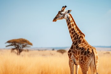 Obraz premium Savanna giraffe grassland wildlife.