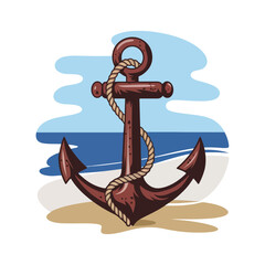 Anchor vector art Nautical Anchor with rope vector, illustration