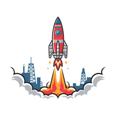 Rocket Vector Art Icon, Rocket booster icon, Rocket launch Vector illustration logo design