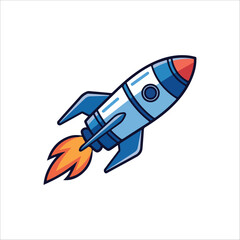 Rocket Vector Art Icon, Rocket booster icon, Rocket launch Vector illustration logo design