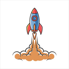Rocket Vector Art Icon, Rocket booster icon, Rocket launch Vector illustration logo design