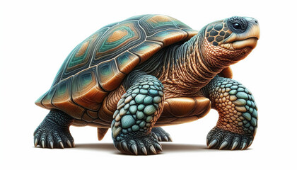 Fototapeta premium turtle Realistic side, front and top view, isolated on white background illustration