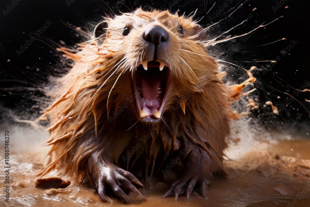 Poster exploding beaver a beaver chalk piece exploding into a shower of