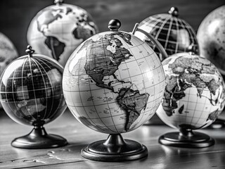 Black and White World Clipart Collection for Creative Projects, Featuring Diverse Maps, Globes, and Artistic Representations of Earth and Continents in High-Quality Imagery