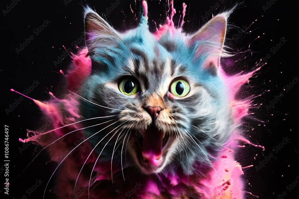 Aufkleber exploding cat chalk