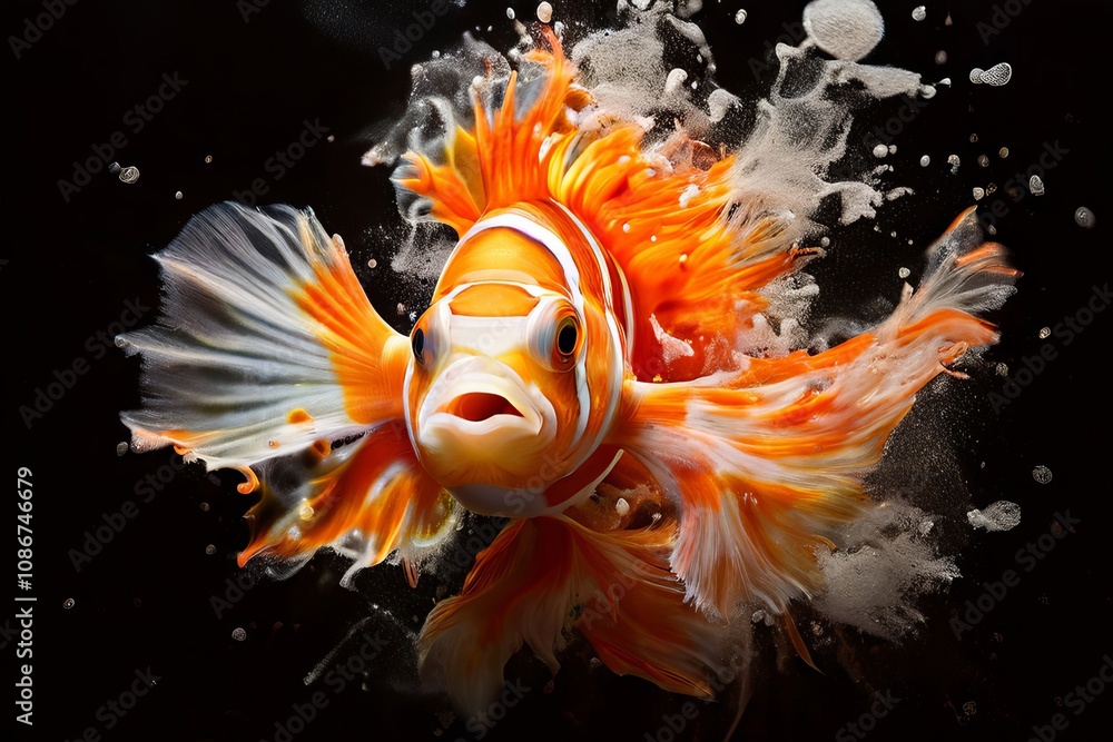 Poster exploding clownfish a clownfish chalk piece exploding into a bur