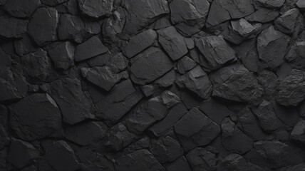 Close-up Texture of a Dark, Rough Stone Wall