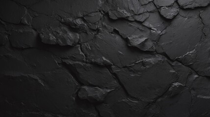 Black, Rough, Textured Rock Wall Surface