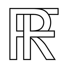 Logo sign rf fr icon, double letters logotype r f