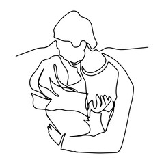 Sweet Couple Romantic Graphic Design Decoration Vector Line Art