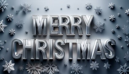 雪の結晶模様を背景にシルバーで光る「メリークリスマス」
