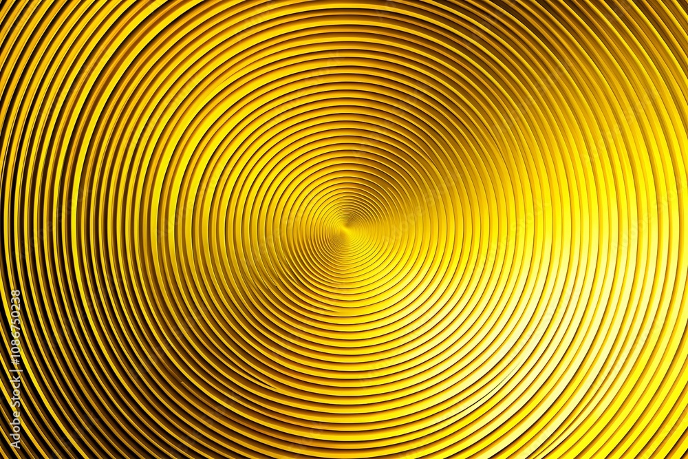 Poster bright yellow minimalistic abstract background with thin black lines for hypnotic perpetual rotation