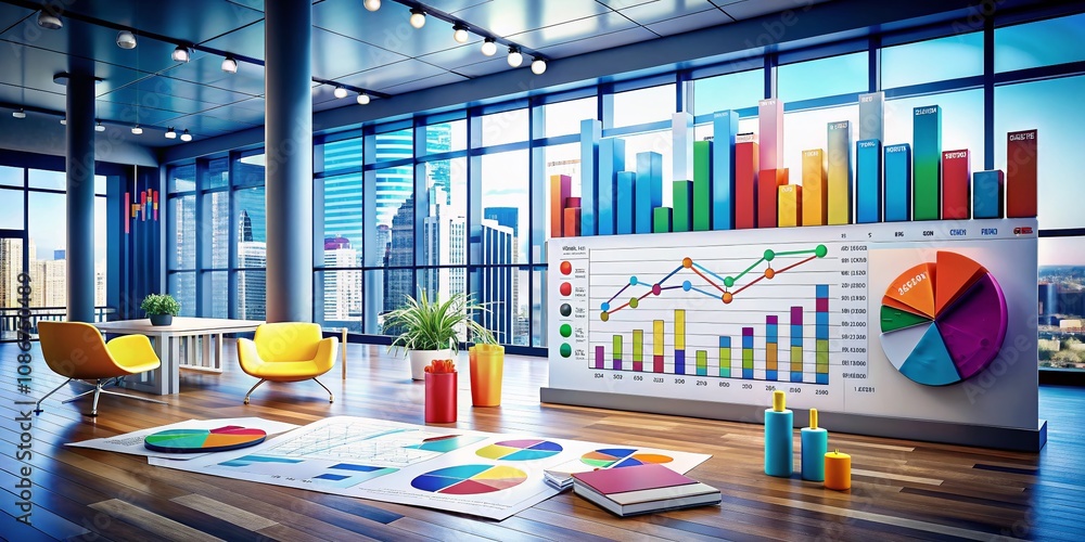Poster business data market analysis: visualizing growth through dynamic charts, diagrams, and graphs for s