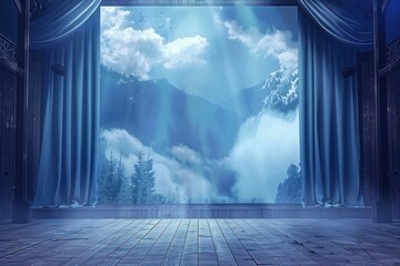 Empty blue feild stage nature architecture tranquility.