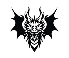dragon head logotype silhouette vector art illustration