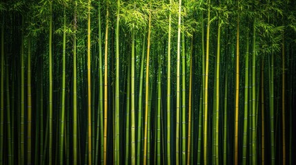 Fototapeta premium A tranquil bamboo forest with tall, slender stalks creating a serene natural atmosphere.