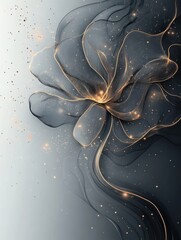 A flower with gold accents is the main focus of this image
