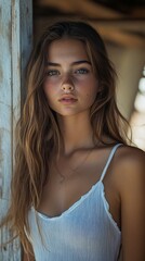 Fototapeta premium Beautiful female model . Beauty woman . Model test portrait