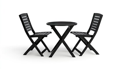 Charming black cafe table and chairs set perfect for outdoor lounging in a sunny garden or patio area