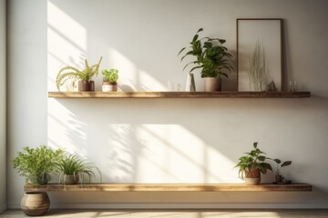 Fototapeta premium Shelf plant windowsill furniture.