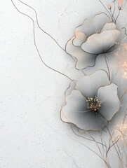 A painting of two flowers with gold accents