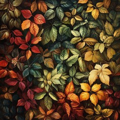 Fototapeta premium A vibrant collection of autumn leaves showcasing rich colors and intricate textures, perfect for nature-inspired designs.