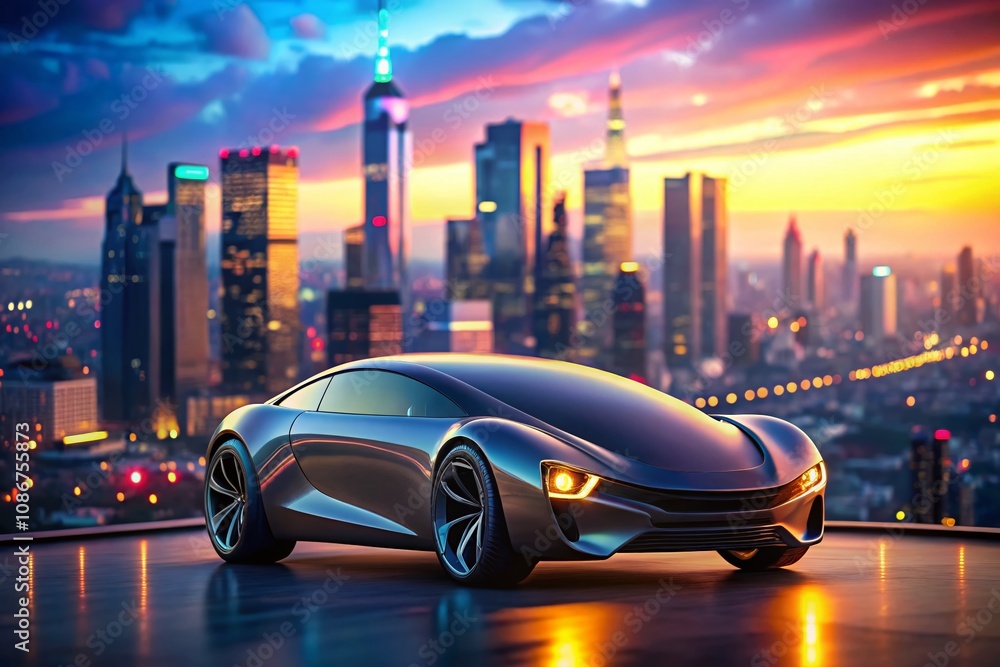 Poster captivating bokeh effect showcasing the elegance and design of a gemini-inspired car in a dynamic ur