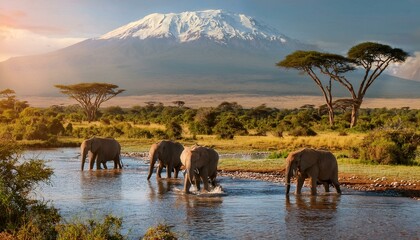 Elephants' habitat geography, wonderful mountains and mystical texture
