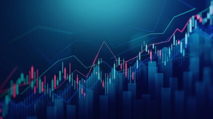 Naklejka premium Abstract Financial Chart with Blue and Red Lines
