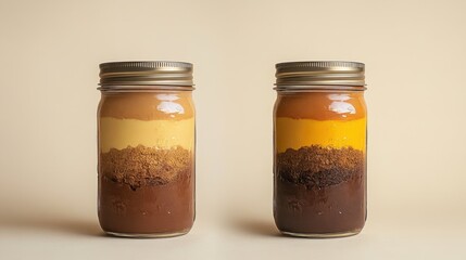 Deliciously layered dessert jars with rich textures and colors create an appealing treat for anyone\'s sweet tooth