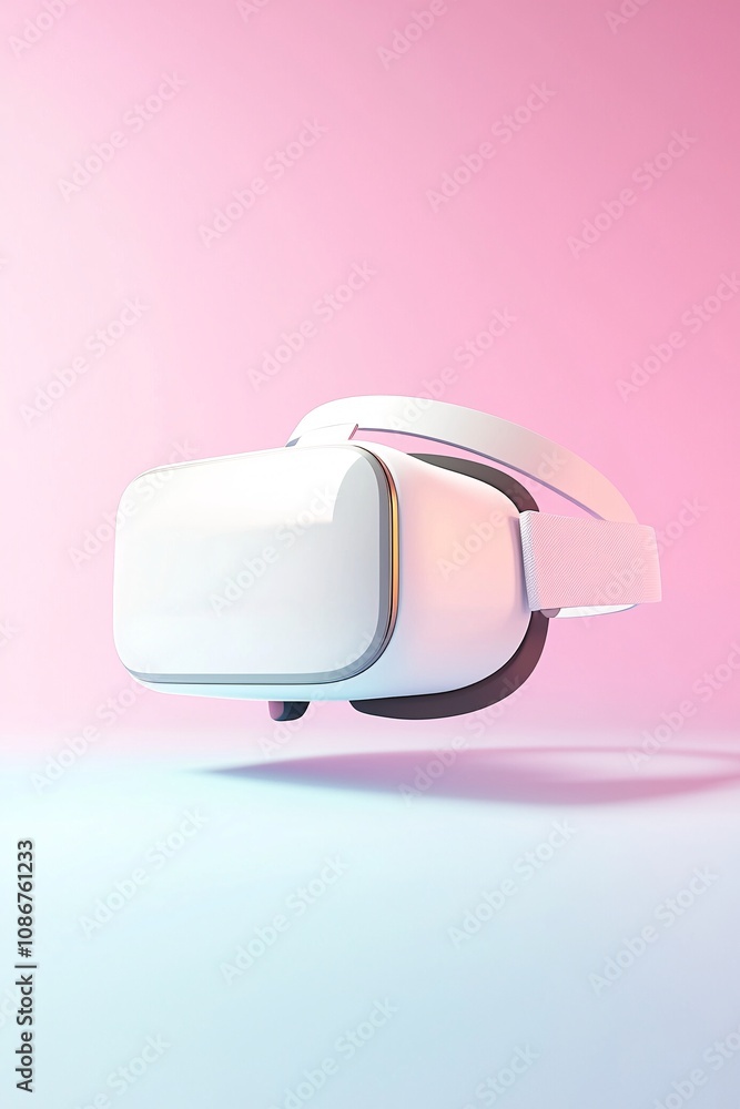 Poster prototype mockup of a vr headset with realistic render details, set against a modern, gradient backg