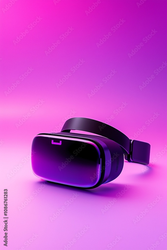 Poster prototype mockup of a vr headset with realistic render details, set against a modern, gradient backg