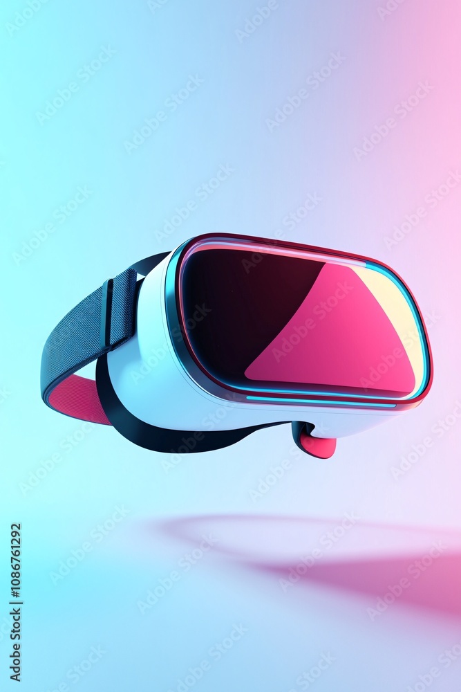 Poster prototype mockup of a vr headset with realistic render details, set against a modern, gradient backg