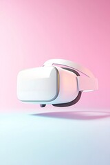 Prototype mockup of a VR headset with realistic render details, set against a modern, gradient background for a futuristic look