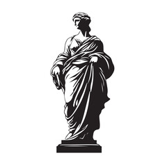 Statue In cartoon, hand-drawn flat style. image for social media, websites and UI. Isolated 2D vector design in logo, icon, sketch style, simple line vector, single color. AI Generative Art.
