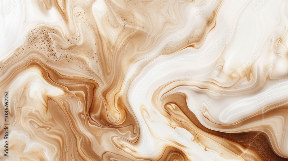 Aufkleber abstract fluid art with warm earthy tones and soft cream swirls creating a serene and inviting backg