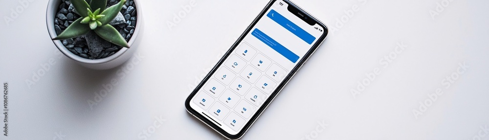 Poster digital mockup of a productivity app prototype on a smartphone screen, displayed in a clean, profess