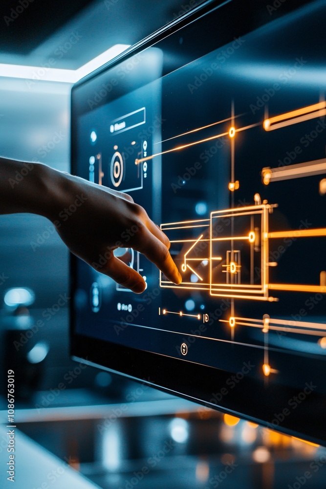 Poster interactive prototype mockup of a touchscreen home control system in a realistic home environment wi