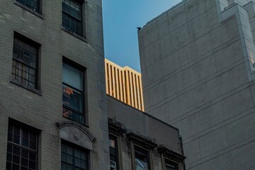Urban cityscape with diverse architecture.