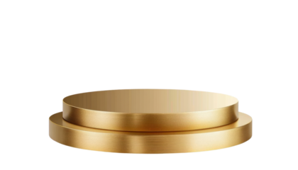 Round gold podium on transparent background.