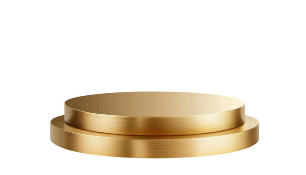 Round gold podium on transparent background.