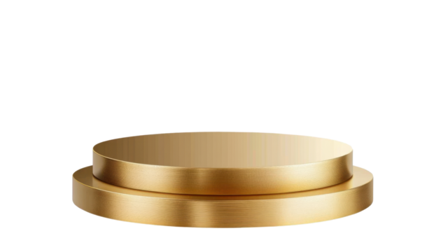 Round gold podium on transparent background.