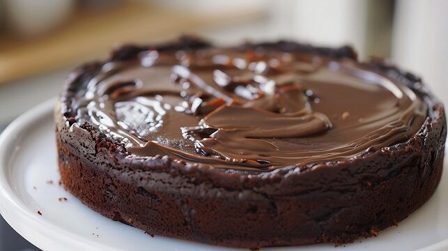 The chocolate mud cake had a thick film of caramel on it that gleamed in the kitchen light