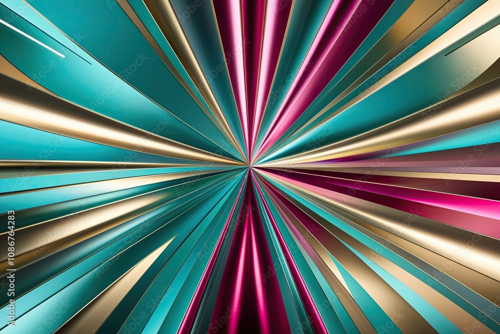 Poster elegant 3d design with dynamic triangular gradient in aqua magenta and gold shades