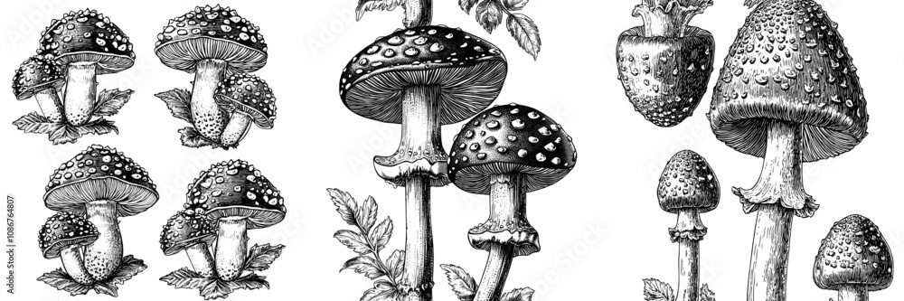 Poster the seamless pattern of fly agaric is available in a number of variations. amanita, the endless autu