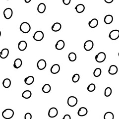 Dot circle seamless pattern. Vector scribble hand drawn style