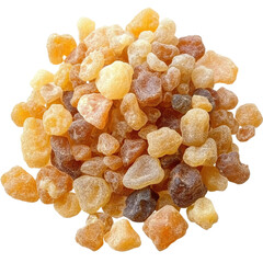 Pile of frankincense resins top view isolated on transparent background